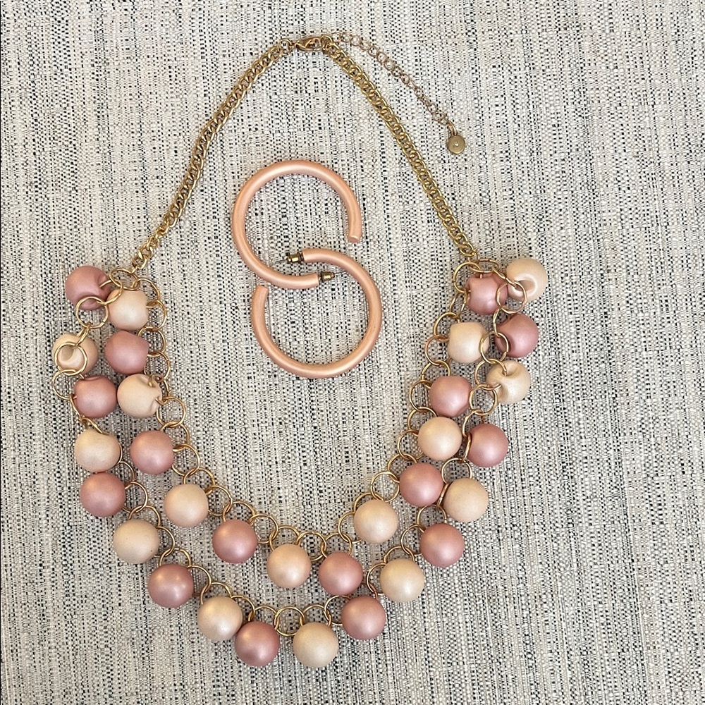 Cato Pink and Gold Beaded Necklace Set